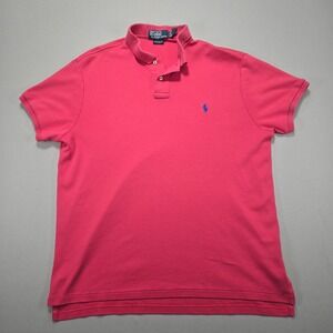 Polo Ralph Lauren Custom Fit‎ Pink Short Sleeve Polo Shirt Mens XL